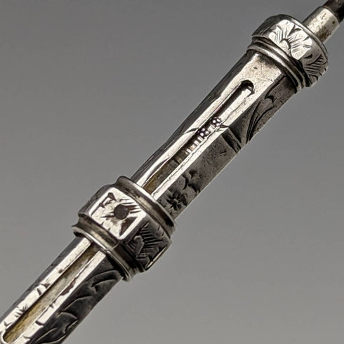 アンティーク シャープペンシル シルバープレート ガラス装飾 伸縮式63-81mm